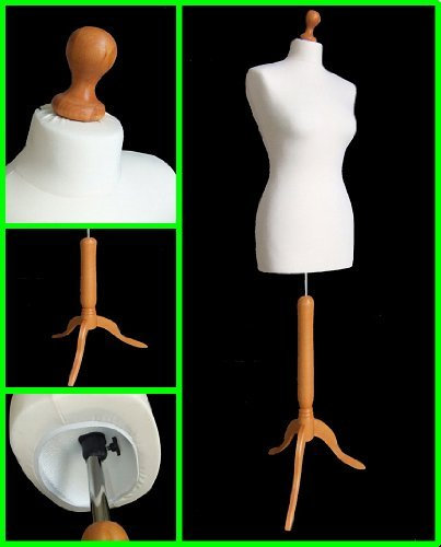 The Shopfitting Shop Buste de couture femme sur trépied en bois Blanc Taille 40