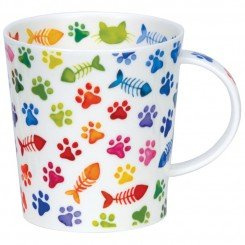 DUNOON Bone China Lomond Mug – Pawprints Range – Pattes de chat colorées