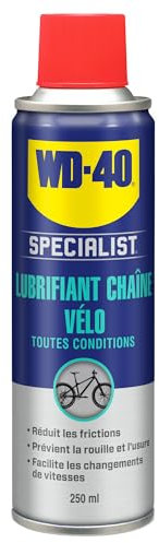WD-40 SPECIALIST • Lubrifiant Chaîne Vélo Toutes Conditions • Aérosol • Formule au PTFE pour empêcher l'adhérence des saletés • Protection anticorrosion • Réduit les points de friction • 250 ML
