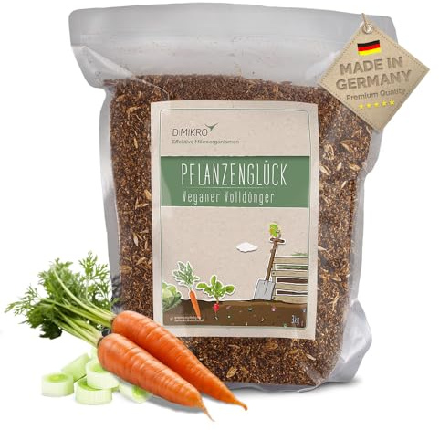 DIMIKRO Bokashi Pflanzenglück Universaldünger 3 kg - 100% veganer Volldünger mit 6 Monaten Langzeitwirkung - fermentiert mit Effektiven Mikroorganismen in Bio-Qualität - unbenklich für Tiere & Bienen