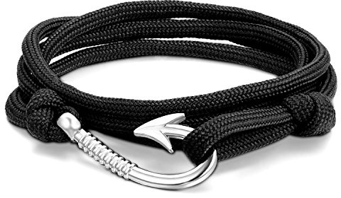 JewelryWe Smycken män kvinnor armband flätat ankare armband nylonrep legering 7 färger, 20 centimeter, Metall, Utan sten