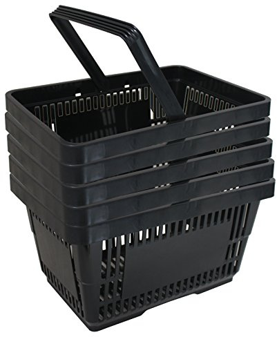 5 corbeilles de vente en plastique avec anse 20 litres 40cm gerbable noir