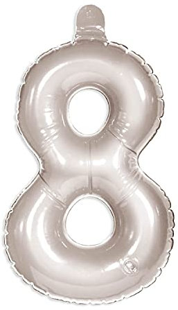 Folat Opblaascijfer 8 zilver