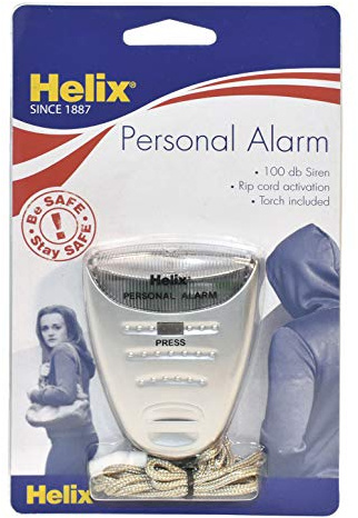 Helix Personal Attack Alarm with Torch 100db Siren, Grey