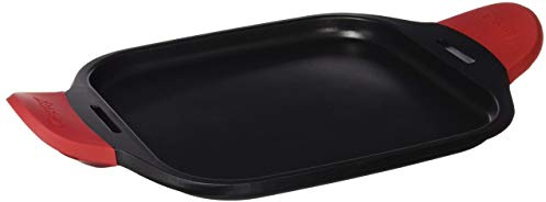 CASTEY - Bandeja de Inducción de Castey, 35 cm, Modelo IP35, Asador Antiadherente, Color Rojo, Asas de Silicona Fijas, Mejor Manejo y Mayor Comodidad