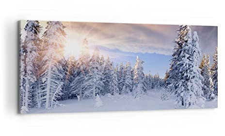 Quadro su Tela 100x40cm Stampe da Parete Avventura alpi inverno neve Grandi Decorazione Murale Camera da Letto Cucina 1 pezzo Quadri Moderni Soggiorno Grafica Immagini Wall Art Canvas AB100x40-2433