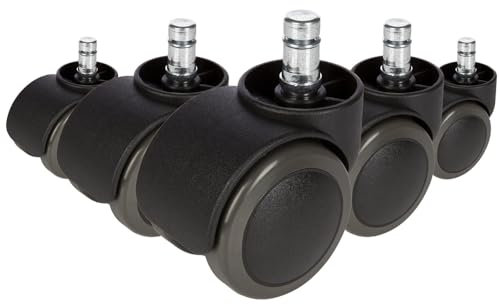 hjh OFFICE 619029 5X ungebremste Rollen ROLO Free Stuhlrollen für Hartböden 11mm / 50mm