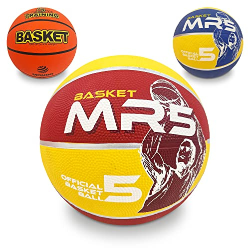 Mondo Toys - Basketball pallone da basket DREAM TEAM per bambini - superficie morbida - Size 5 - colore arancione / giallo / blu / amaranto - 13139