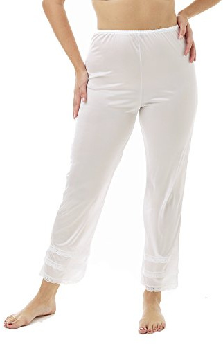 Underworks Nylon Ankle Length White Pantliner Pant Slip with Snip a Length White X-Large