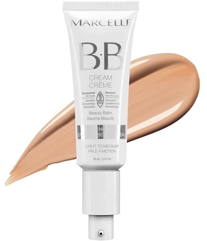 Marcelle BB Cream Beauty Balm, Light to Medium, Tinted Moisturizer, Skin Enhancer, Lightweight, Hydrating, Hypoallergenic, Non-Comedogenic, Fragrance-Free, Paraben-Free, Oil-Free, Cruelty-Free, 45 mL