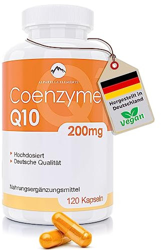 Alparella Elements - Coenzym Q10 Supplement Hochkonzentriert - Vegan - 200 mg Q10 pro Kapsel - 4 Monatsvorrat mit 120 Kapseln pro Packung