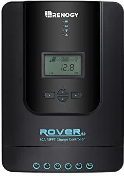 Renogy Rover 40 Amp 12V/24V DC MPPT Solregulator, Laddningsregulator MPPT, Laddningsstyrenhet med LCD-skärm för Gel, AGM, Flooded och Litium Batteri