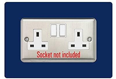 Double Socket Surround, Square Acrylic Back Panel Finger Plate, Decorative Frame for Neat and Tidy Finish, Colour:Navy