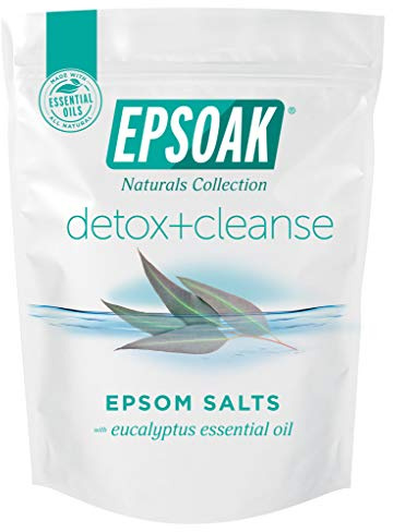 Epsoak Epsom Salt 2 lb. USP Magnesium Sulfate with Detox + Cleanse Scent Resealable Epsom Salt Bag, Made in The USA, Cruelty-Free Certified