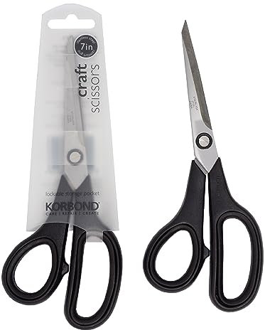Korbond 110355 Craft 7 Inch – Soft Grip Professional, Household, Fabric, Paper Scissors. Ambidextrous – for Right & Left Handed , Black