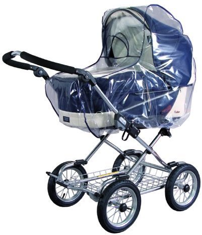 sunnybaby 10020 - Universal Regenverdeck, Regenschutz für EXTRA GROSSE Kinderwagen, Babywanne, Soft-Tragetasche | Kontaktfenster für optimale Luftzirkulation | glasklar | Qualität: MADE in GERMANY