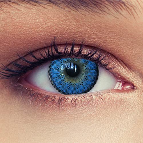 DESIGNLENSES, havsblå kontaktlinser, 1 par (2 st), mjuka linser, naturlig effekt, färgade månadslinser utan styrka Natural Aqua
