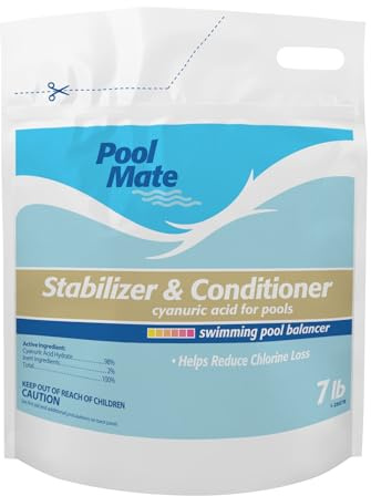 Pool Mate 7-Pounds Premium Pool Stabilizer and Conditioner, Concentrated Cyanuric Acid for Pools, Helps Chlorine Last Longer