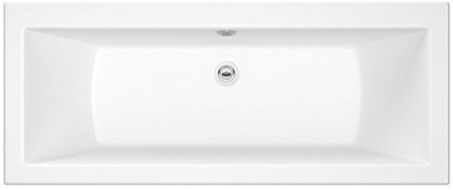 VeeBath Umbro Bathroom White Gloss Bath Double Ended Square Acrylic Bathtub with Adjustable Feet - 1700 x 750mm