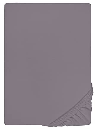 biberna Jersey-Elastic-Spannbetttuch 0077866 (Matratzenhöhe max. 25 cm) 1x 140x200 cm - 160x220 cm, Silber/grau