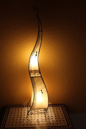 Orientalische Stehlampe Stehleuchte Lampe Lamp Henna 150 cm Leder Natur