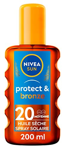NIVEA SUN Spray huile activateur de bronzage Protect & Bronze FPS 20 (1 x 200 ml), huile solaire avec protection solaire UVA/UVB pour un hâle naturellement bronzé