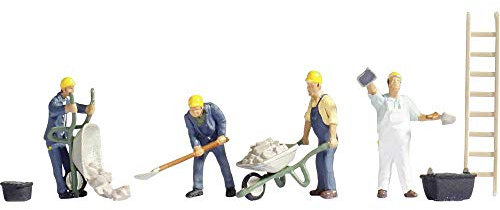 NOCH TT Modellfiguren „Maurer“, Bauszenen Accessoires, TT Spur 1:120, ideal für Dioramen und Modelleisenbahnbau