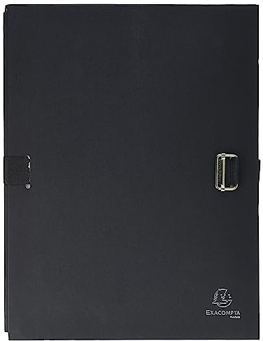 Exacompta 721E Dokumentenmappe DIN A4 mit dehnbarem Rücken bis zu 13 cm aus starkem Karton mit gefärbtem Stoffeinband schwarz ideal für Ihre Unterlagen und Dokumente