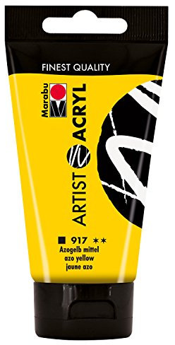 Marabu 12200002917 - Artist Acryl azogelb mittel 75 ml, feine Acrylfarbe in Künstlerqualität, auf Wasserbasis, pastose Konsistenz, hoch pigmentiert, sehr gute Brillanz und Deckkraft