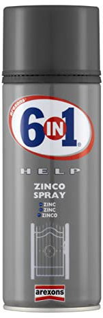Arexons 4233 6IN1 HELP ZINCO SPRAY 400 ml, Prodotto a Base di Zinco per la Protezione di Strutture Metalliche, Previene Ossidazione, con Particelle di Alluminio, Asciugatura Rapida, Pronto all'uso