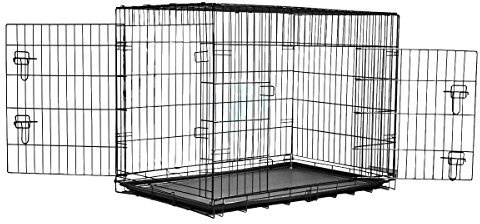 KCT XXL 48 Extra Extra Large Dog Crate with Removeable Plastic Tray Metal Puppy Pet Cage– Folding Training Pet Pen with 2 Doors