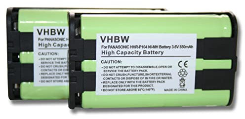 vhbw 2x batteria compatibile con Panasonic KX-TG5634M, KX-TG5633B, KX-TG5634, KX-TG5633 telefono fisso cordless (850mAh, 3,6V, NiMH) verde