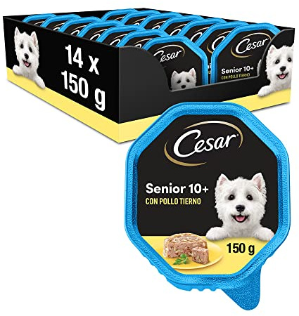 Cesar Nourriture Humide pour Chiens Seniors en pâté avec Poulet et Riz (Lot de 14 Pots x 150 g)
