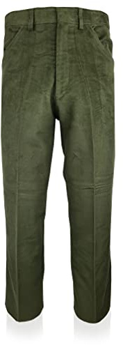 Country Classics Mens Moleskin 100% Cotton Trouser Hunting Walking Fishing Country Clothing (Moss Green - 34 - Long)