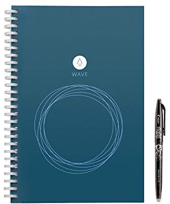 Rocketbook Wave smarter wiederverwendbarer Notebook − Executive / kleine - lade Notizen mit der iOS-/Android-App hoch, leere dann alle Seiten in der Mikrowelle und starte neu