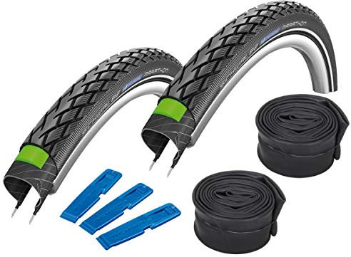 Marathon Schwalbe GreenGuard 28 (32-622) 2 Stück Fahrradreifen Set (inkl. 2 Schwalbe DV 17 Schläuche)
