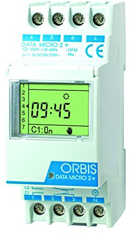 Data Micro 2 + 24 V.Interruptor HORARIO Digital.2 CIRC.CONMUT.Dia/Semana 32 MEMO.Pulso 1-59 S