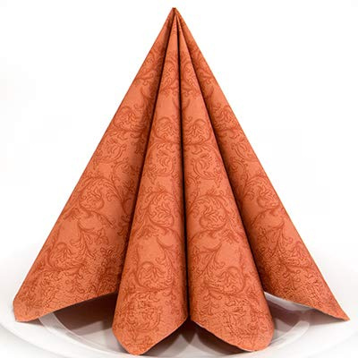Servietten Ornament terracotta Premium Tissue | 50 Stück | 40 x 40cm | 3-lagig | 1/4 Falz | Hochzeitsservietten | Hochwertige Serviette für Hochzeit, Geburtstag, Party, Taufe, Kommunion | made in Germany
