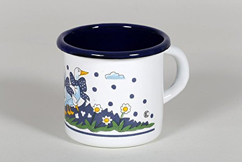 Karl Krüger Becher 8 cm Gänseglück, Emaille, Weiß, 8 x 8 x 10 cm