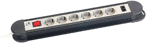 revolt 6-fach Profi-Steckdosenleiste mit 2 LAN-Anschlüssen und Netzwerkschutz