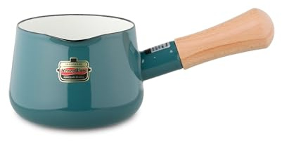 FUJIHORO JAPAN Milk Pan | Ideal for Warming Milk & Sauces | 4.7 inches (12 cm), Smoke Blue | 0.79 Quarts | Durable Kitchenware Enamel, PFAS-Free, Japanese Design & Craftsmanship