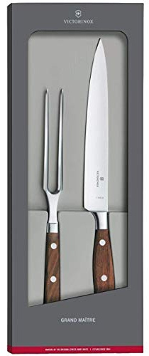 Victorinox Grand MaÎtre Set para trinchar, 2 piezas, Cuchillo y Tenedor para trinchar, Hoja extra afilada, Madera, Regalo