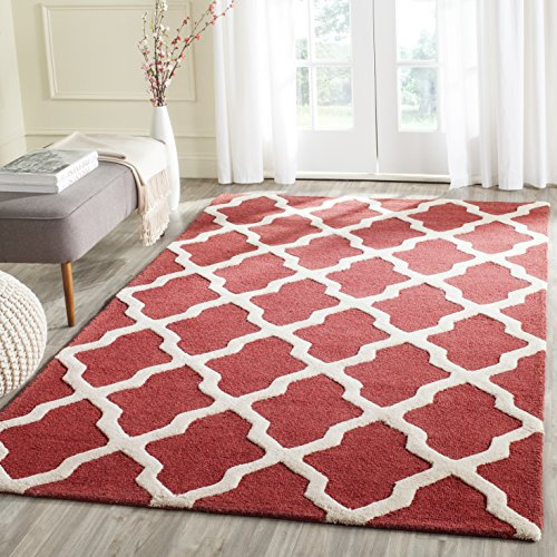 Safavieh Trellis Indoor Hand Tufted Rectangle Area Rug, Cambridge Collection, CAM121, in Rust / Ivory, 183 X 274 cm for Living Room, Bedroom or Any Indoor Space