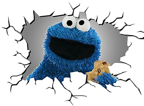 Wandtattoo mit Krümelmonster-Motiv V001, selbstklebend, 1000 mm breit x 600 mm tief (groß)