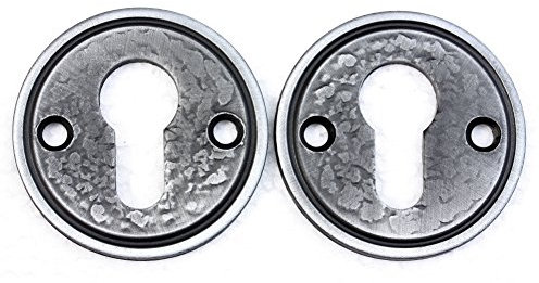 UHRIG 2 Pieces Round Wrought Iron Rosette for Lock, Key Roses Fitting on e.g. Front Door etc.