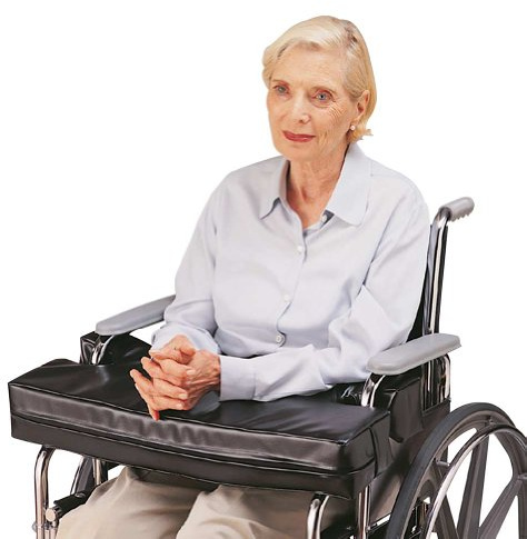 Skil-Care 3.25 Inch Thick Cushion Lap Top Tray Cushion with Cutouts, Fits 18 Inch Half Arm Wheelchairs, Secure and Comfortable Support, Black, 307044