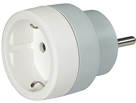 Legrand - Adaptateur 2P+T 16A 230V - fiche standard germanique sur prise standard français, voyager, Gris/Blanc