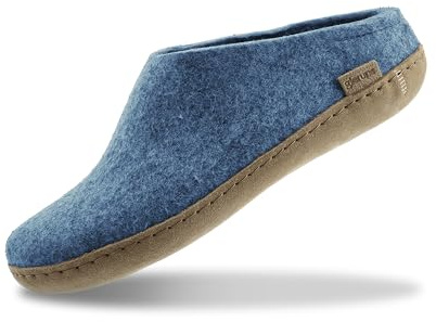 GLERUPS Slip On Slippers Women and Men | Unisex Slip-on Wool Slippers with Leather Sole | Comfy Slippers Women Men | Cosy Gents and Ladies Slippers