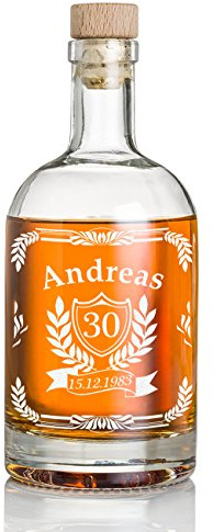 polar-effekt Whiskyflasche mit Gravur 700 ml - Jubiläumsgeschenk für Männer - Geschenk zum Geburtstag Whiskey-Karaffe für Whiskyliebhaber - Scotch-Dekanter Personalisiert - Motiv Jubiläum Banner