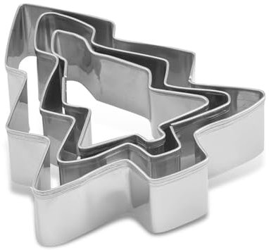 Dr. Oetker Plätzchen Ausstecher Tannenbaum 3er Set – Ausstechformen White Christmas Baking – Plätzchenausstecher aus rostfreiem Edelstahl zu Weihnachten